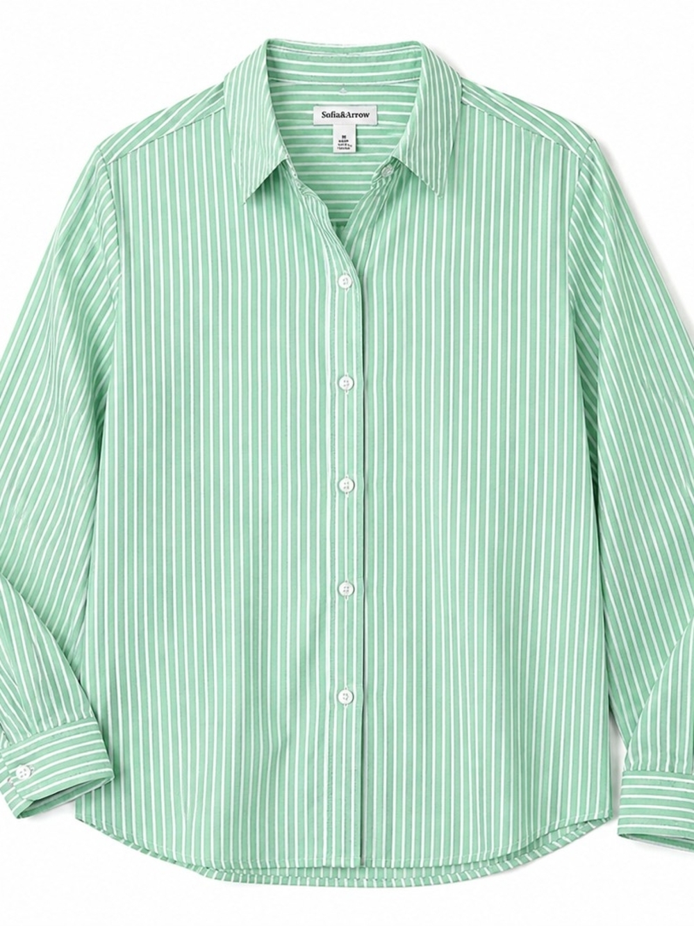 croft & barrow Mint Green and White Striped Button-Up Shirt